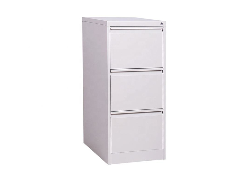 Classeur de bureau vertical en m&eacute;tal &agrave; 3 tiroirs avec serrure
