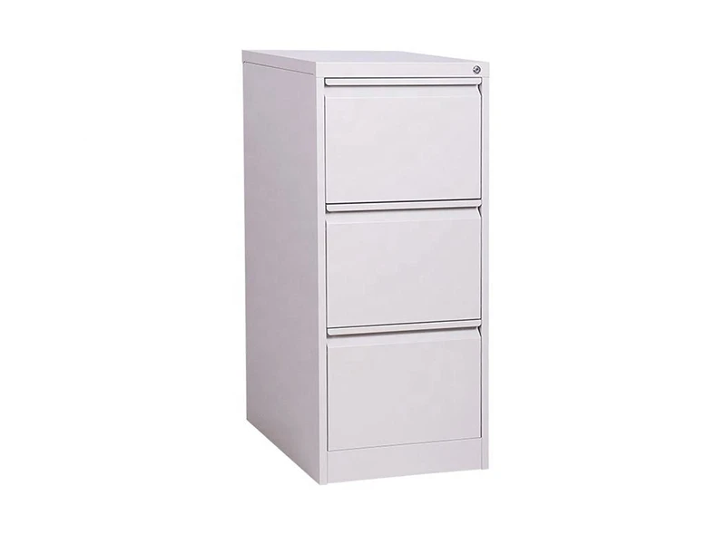 Classeur de bureau vertical en m&eacute;tal &agrave; 3 tiroirs avec serrure