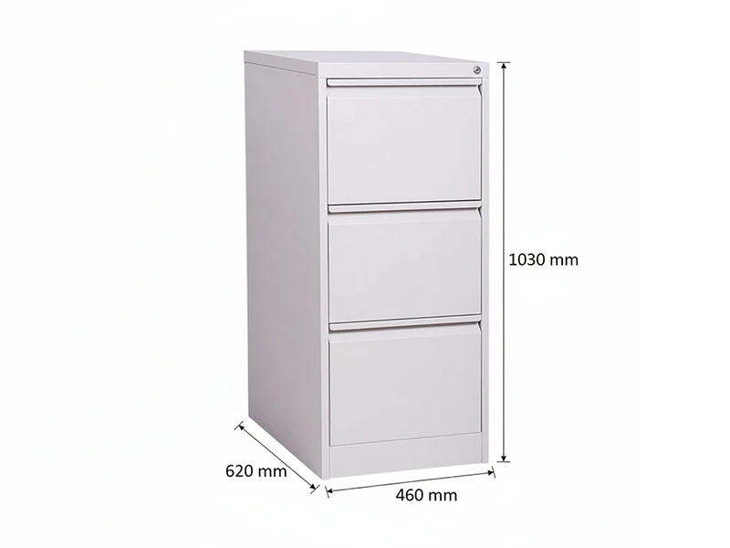 Classeur de bureau vertical en m&eacute;tal &agrave; 3 tiroirs avec serrure