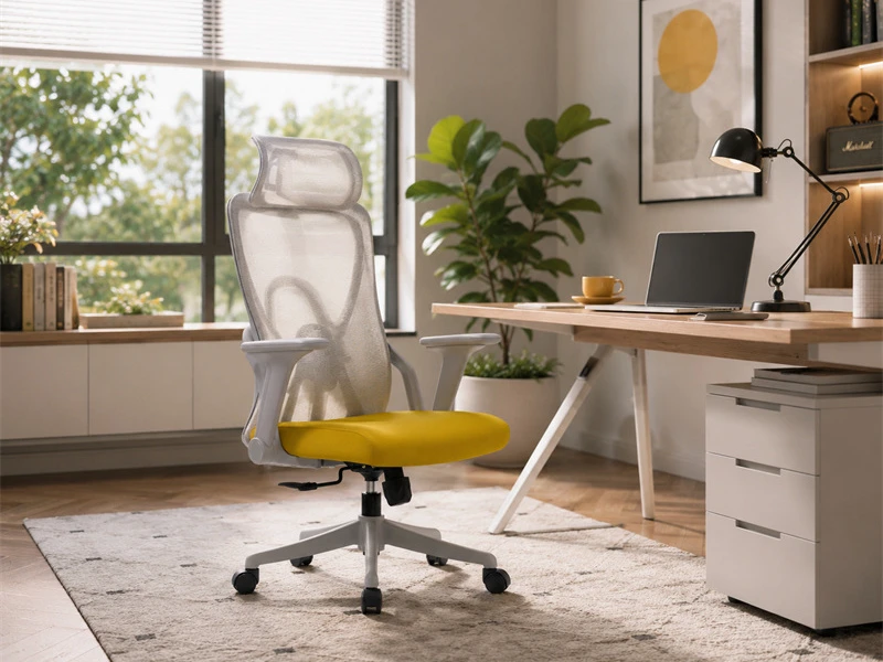 Chaise de bureau ergonomique en maille avec appui-t&ecirc;te r&eacute;glable