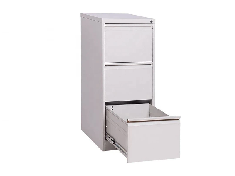 Classeur de bureau vertical en m&eacute;tal &agrave; 3 tiroirs avec serrure