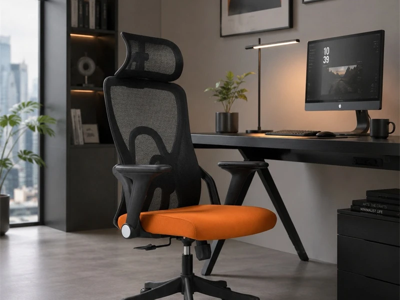 Chaise de bureau ergonomique en maille avec appui-t&ecirc;te r&eacute;glable