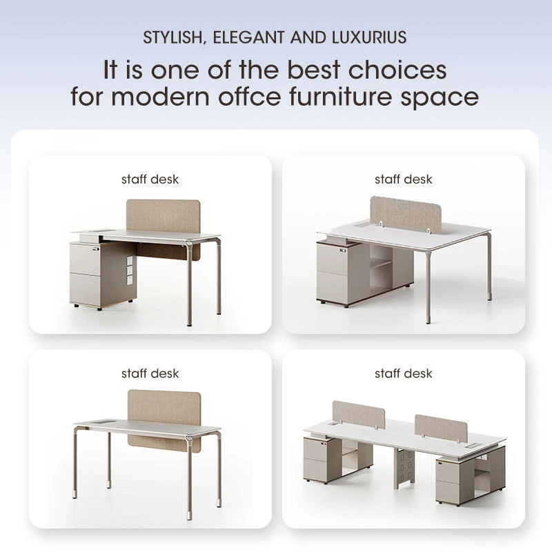 Bureau de poste de travail moderne avec &eacute;cran de confidentialit&eacute; et armoire de rangement