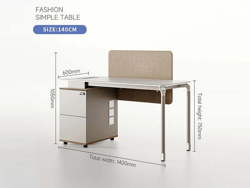 Bureau de poste de travail moderne avec &eacute;cran de confidentialit&eacute; et armoire de rangement