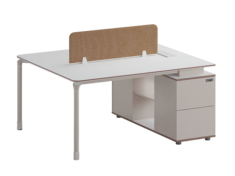 Bureau de poste de travail moderne avec &eacute;cran de confidentialit&eacute; et armoire de rangement