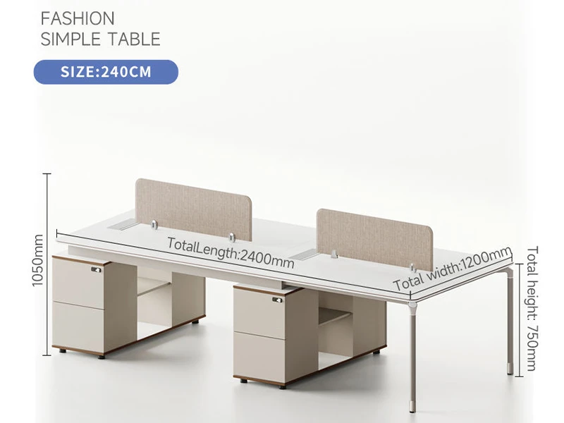 Bureau de poste de travail de direction moderne avec armoire de rangement