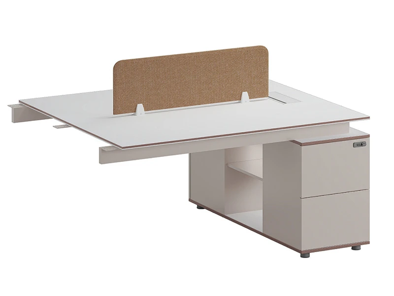Bureau de poste de travail moderne avec &eacute;cran de confidentialit&eacute; et armoire de rangement