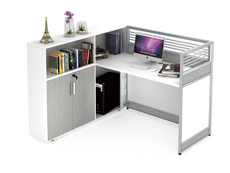 Postes de travail de bureau Cabines modulaires avec rangement lat&eacute;ral int&eacute;gr&eacute;