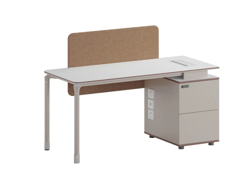 Bureau de poste de travail moderne avec &eacute;cran de confidentialit&eacute; et armoire de rangement