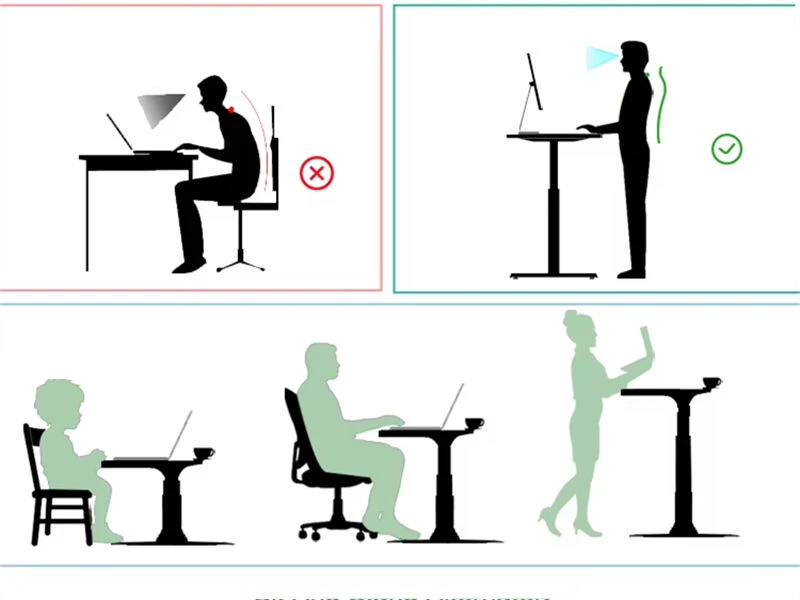 Bureaux et amplificateurs r&eacute;glables en hauteur Postes de travail ergonomiques assis-debout