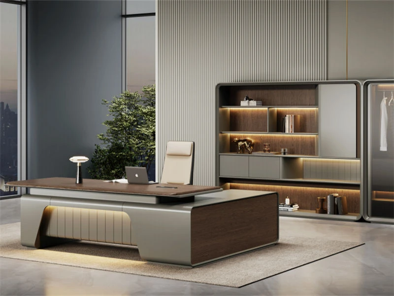 Bureaux debout ex&eacute;cutifs en forme de L | Bureau &agrave; hauteur r&eacute;glable
