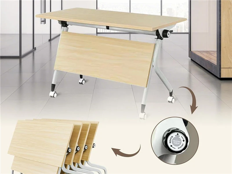 Table de formation de bureau gigogne rabattable avec roulettes