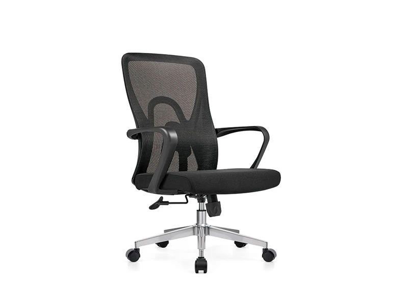 Chaise de travail ergonomique en maille &agrave; dossier moyen avec cadre noir
