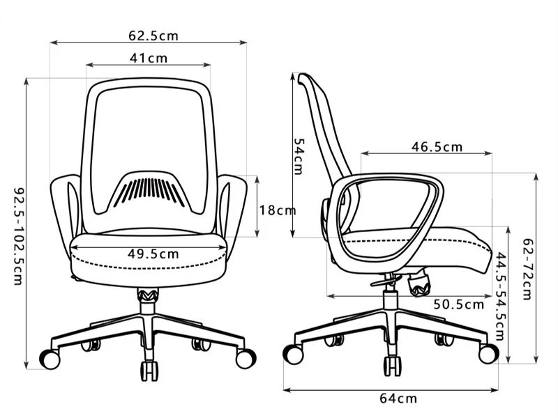 Chaises de bureau r&eacute;glables en hauteur | Chaise de bureau roulante avec accoudoirs