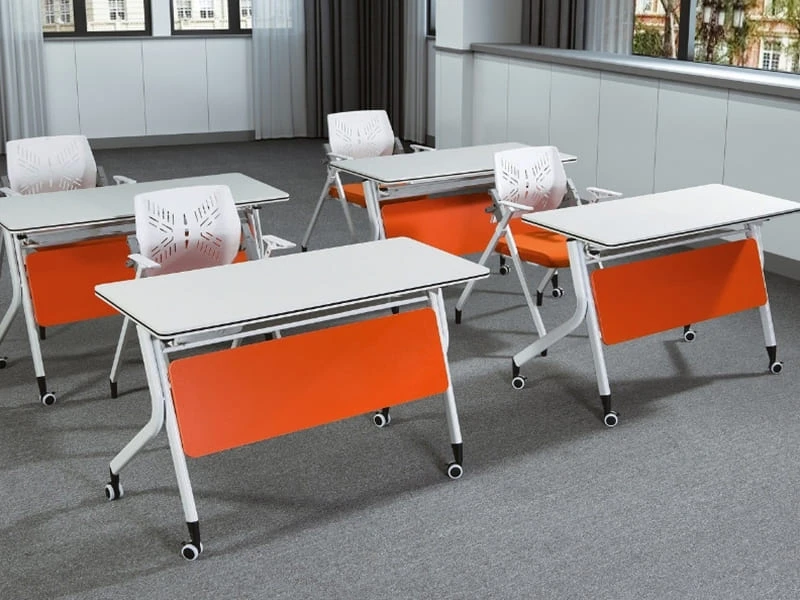 Table de formation mobile rabattable avec roues et panneau de modestie