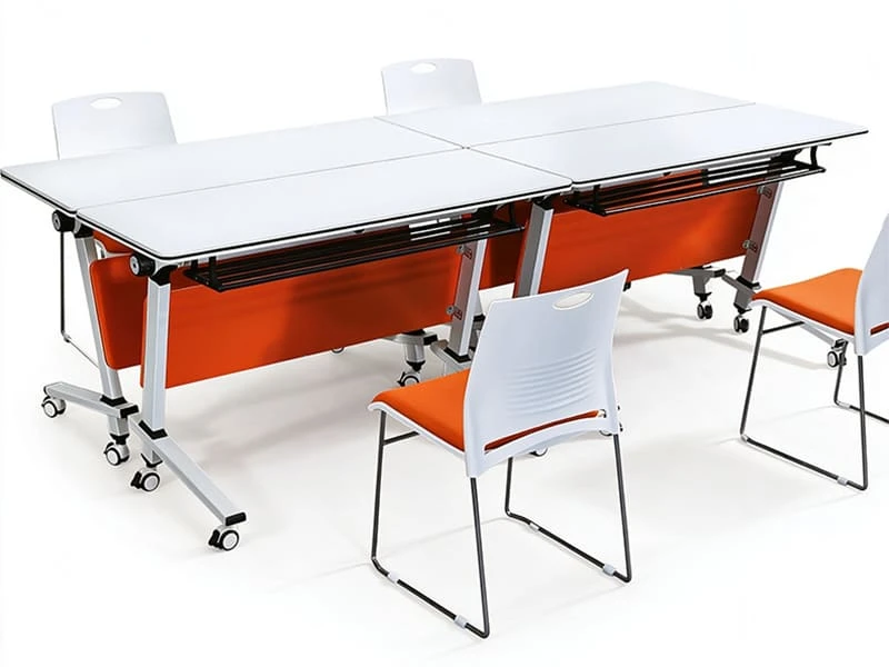 Table d'entra&icirc;nement gigogne rabattable avec roulettes pour espaces flexibles