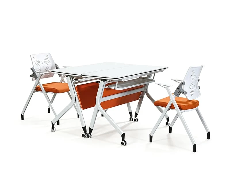 Table de formation mobile rabattable avec roues et panneau de modestie