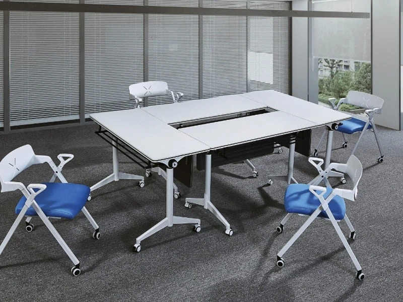 Table de formation rabattable robuste avec roulettes pour r&eacute;unions