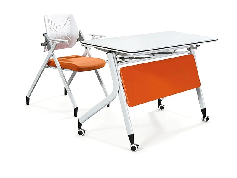Table de formation mobile rabattable avec roues et panneau de modestie