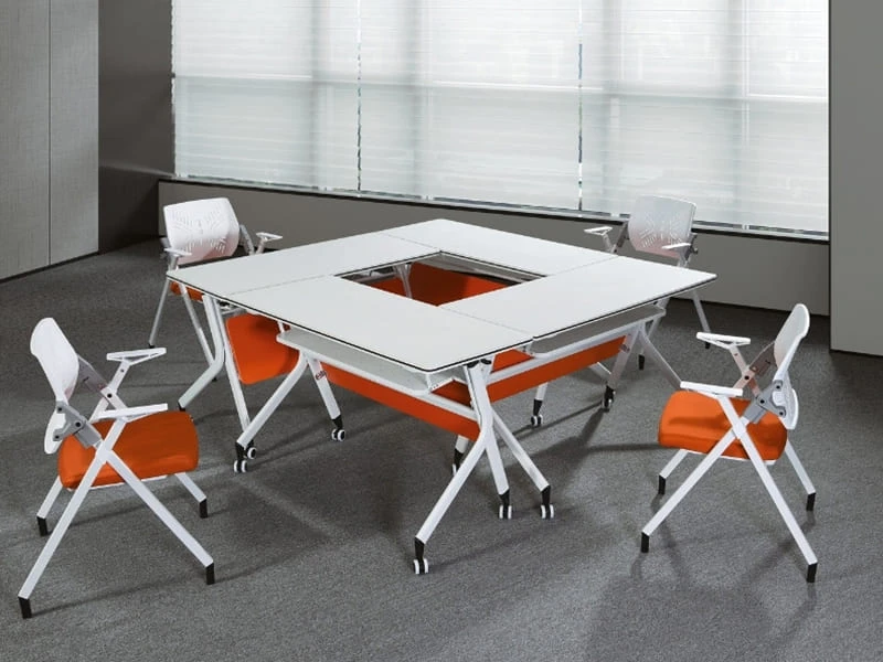 Table de formation mobile rabattable avec roues et panneau de modestie
