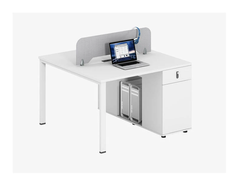 Banc de poste de travail blanc avec classeur int&eacute;gr&eacute;