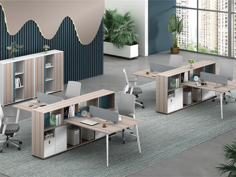 Poste de travail de bureau modulaire avec armoire et amplificateur int&eacute;gr&eacute;s. Biblioth&egrave;que