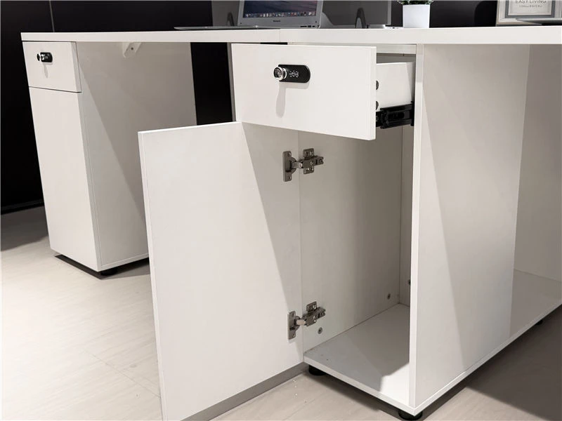 Banc de poste de travail blanc avec classeur int&eacute;gr&eacute;