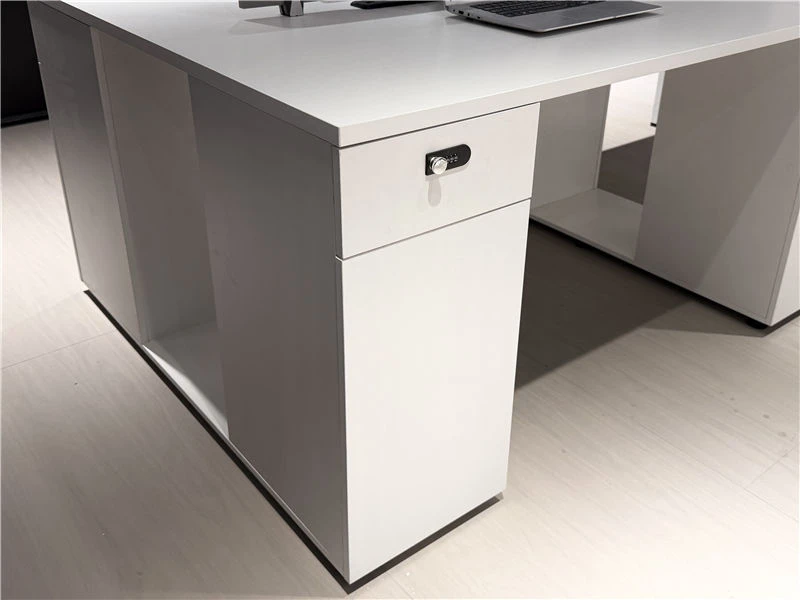 Banc de poste de travail blanc avec classeur int&eacute;gr&eacute;