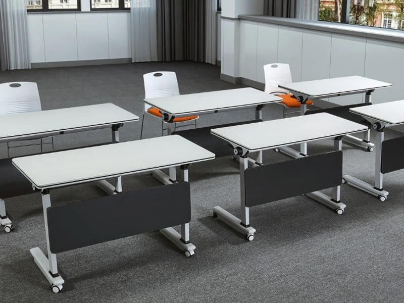 Table de formation commerciale rabattable avec roues verrouillables