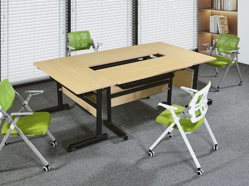 Table de formation moderne Table de conf&eacute;rence modulaire &agrave; dessus rabattable avec cadre en acier