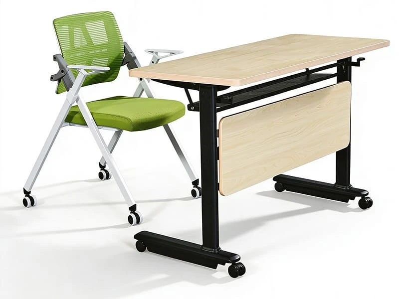 Table de formation moderne Table de conf&eacute;rence modulaire &agrave; dessus rabattable avec cadre en acier