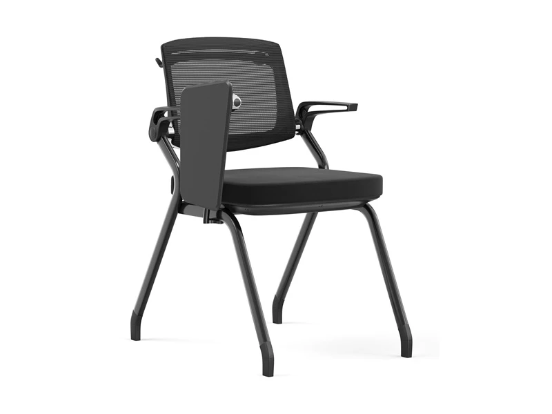 Chaise de conf&eacute;rence empilable noir/gris avec accoudoirs rabattables