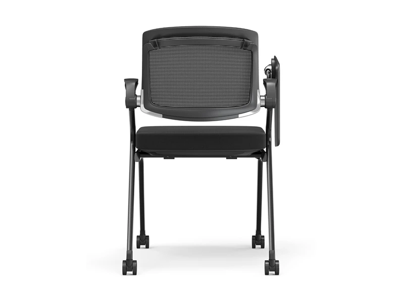Chaise de conf&eacute;rence empilable noir/gris avec accoudoirs rabattables