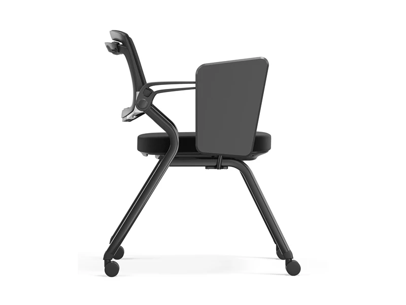 Chaise de conf&eacute;rence empilable noir/gris avec accoudoirs rabattables