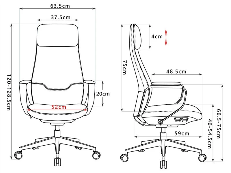 Chaises de bureau de direction luxueuses en cuir &agrave; dossier haut