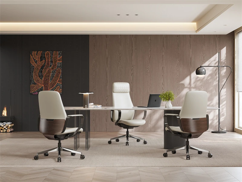 Chaises de bureau de direction luxueuses en cuir &agrave; dossier haut