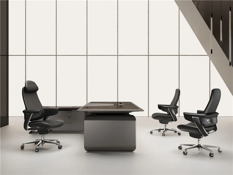 Chaise de bureau ex&eacute;cutive en peluche | Chaise en cuir &agrave; dossier haut