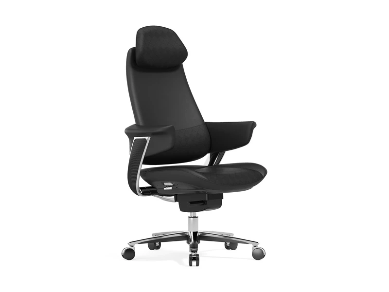 Chaise de bureau ex&eacute;cutive en peluche | Chaise en cuir &agrave; dossier haut